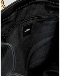 schwarze gesteppte Shopper Tasche aus Leder von Asos