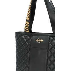 schwarze gesteppte Shopper Tasche aus Leder von Love Moschino