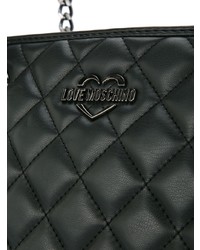 schwarze gesteppte Shopper Tasche aus Leder von Love Moschino