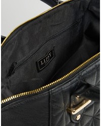 schwarze gesteppte Shopper Tasche aus Leder von Lipsy