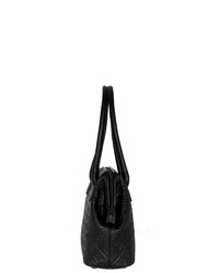 schwarze gesteppte Shopper Tasche aus Leder von SILVIO TOSSI