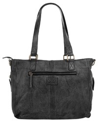 schwarze gesteppte Shopper Tasche aus Leder von X-ZONE