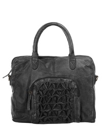 schwarze gesteppte Shopper Tasche aus Leder von X-ZONE