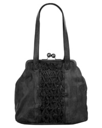 schwarze gesteppte Shopper Tasche aus Leder von X-ZONE