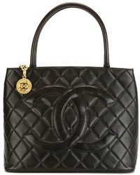 schwarze gesteppte Shopper Tasche von Chanel