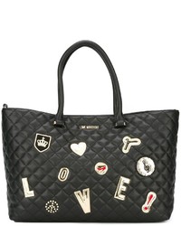 schwarze gesteppte Shopper Tasche von Love Moschino