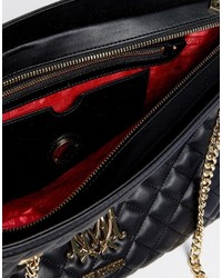 schwarze gesteppte Shopper Tasche von Love Moschino