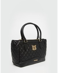 schwarze gesteppte Shopper Tasche von Love Moschino