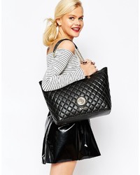 schwarze gesteppte Shopper Tasche von Love Moschino