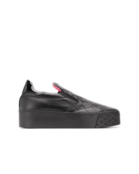 schwarze gesteppte Slip-On Sneakers aus Leder von Blumarine