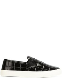 schwarze gesteppte Slip-On Sneakers aus Leder von Tory Burch