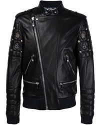 schwarze gesteppte Wolljacke