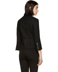 schwarze gesteppte Wolljacke von PIERRE BALMAIN