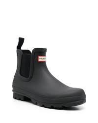 schwarze Gummi Chelsea Boots von Hunter