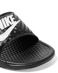 schwarze Gummi flache Sandalen von Nike