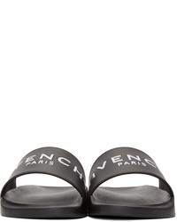 schwarze Gummi flache Sandalen von Givenchy