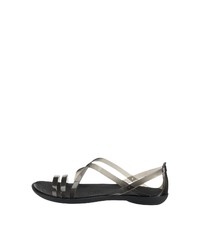 schwarze Gummi flache Sandalen von Crocs