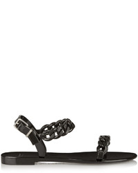 schwarze Gummi flache Sandalen von Givenchy