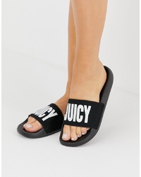 schwarze Gummi flache Sandalen von Juicy Couture