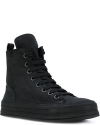 schwarze Gummi hohe Sneakers von Ann Demeulemeester