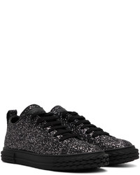 schwarze Gummi niedrige Sneakers von Giuseppe Zanotti