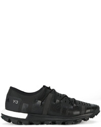 schwarze Gummi niedrige Sneakers von Y-3 Sport