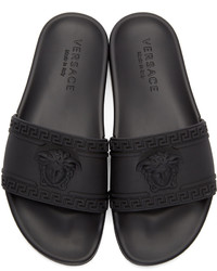 schwarze Gummi Sandalen von Versace