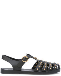 schwarze Gummi Sandalen von Gucci