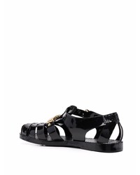 schwarze Gummi Sandalen von Moschino