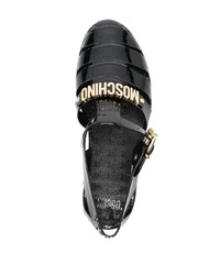 schwarze Gummi Sandalen von Moschino