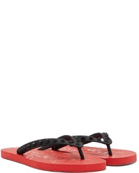 schwarze Gummi Zehensandalen von Christian Louboutin