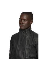 schwarze Harrington-Jacke aus Leder von Boris Bidjan Saberi