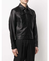 schwarze Harrington-Jacke aus Leder von VERSACE JEANS COUTURE