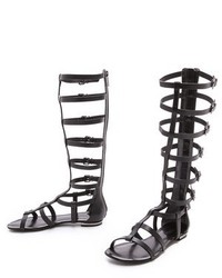 schwarze hohe Römersandalen aus Leder von Schutz