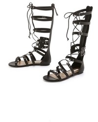 schwarze hohe Römersandalen aus Leder von Cynthia Vincent