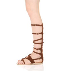 schwarze hohe Römersandalen aus Wildleder von Ancient Greek Sandals