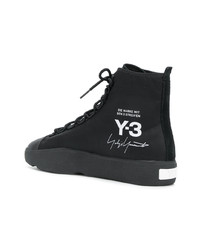 schwarze hohe Sneakers aus Leder mit Blumenmuster von Y-3