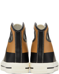schwarze hohe Sneakers aus Leder mit Karomuster von Burberry
