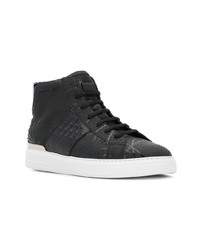 schwarze hohe Sneakers aus Leder mit Schlangenmuster von Philipp Plein