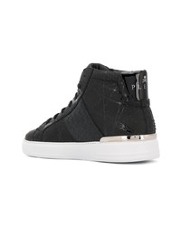 schwarze hohe Sneakers aus Leder mit Schlangenmuster von Philipp Plein