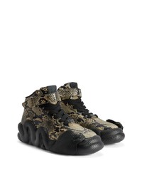 schwarze hohe Sneakers aus Leder mit Schlangenmuster von Giuseppe Zanotti