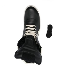 schwarze hohe Sneakers aus Leder mit Schlangenmuster von Rick Owens