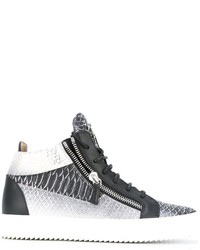 schwarze hohe Sneakers aus Leder mit Schlangenmuster von Giuseppe Zanotti Design