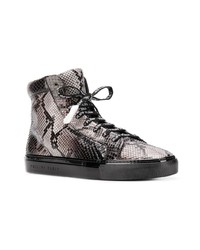 schwarze hohe Sneakers aus Leder mit Schlangenmuster von Philipp Plein