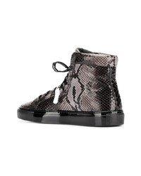 schwarze hohe Sneakers aus Leder mit Schlangenmuster von Philipp Plein