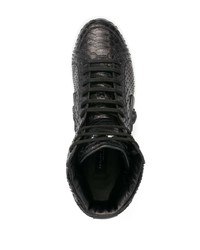 schwarze hohe Sneakers aus Leder mit Schlangenmuster von Philipp Plein