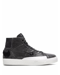 schwarze hohe Sneakers aus Leder mit Schlangenmuster von Nike