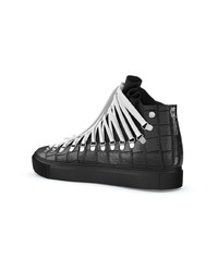 schwarze hohe Sneakers aus Leder mit Schlangenmuster von Swear