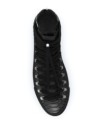 schwarze hohe Sneakers aus Leder mit Schlangenmuster von Swear