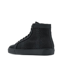 schwarze hohe Sneakers aus Leder mit Schlangenmuster von Philipp Plein